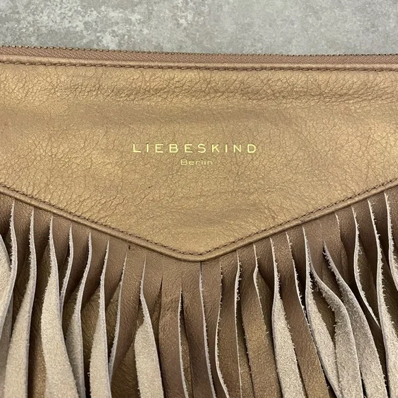 Liebeskind Berlin leather gold / bronze tassel clutch - Picture 2 of 10